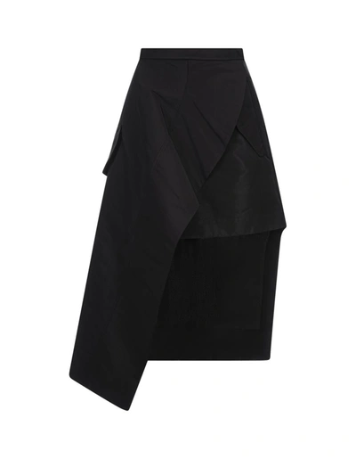 Alexander Mcqueen Wrap-design Asymmetric Midi Skirt In Black