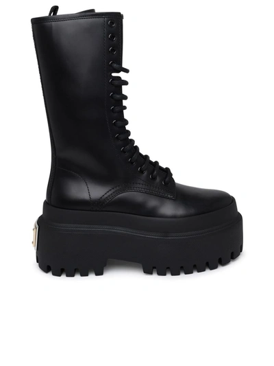 Dolce & Gabbana Black Calf Leather Boots