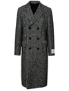 Dolce & Gabbana Double-breasted Wool Houndstooth Coat In Black