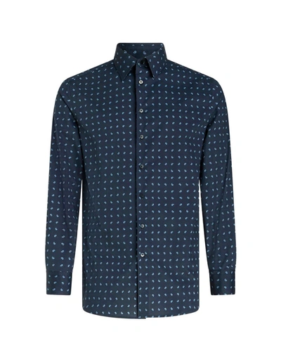 Etro Paisley-print Cotton Shirt In Navy Blue