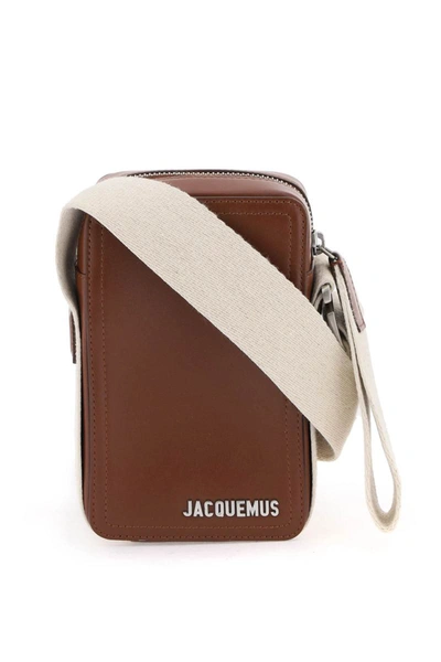 Jacquemus Cuerda Grained-leather Cross-body Bag In Marrone