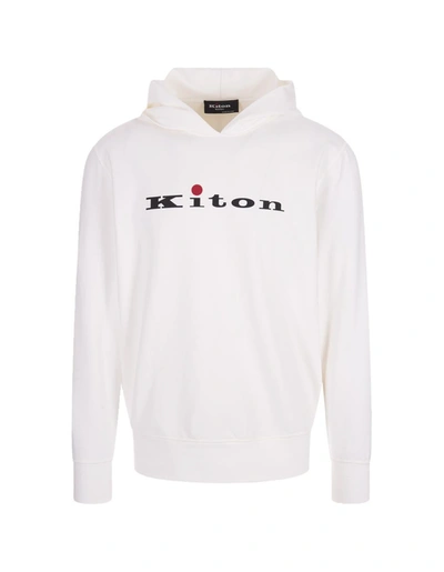 Kiton Logo-print Cotton Hoodie In White