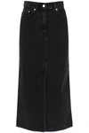 Loulou Studio Logo-patch Organic Cotton Skirt In Grey
