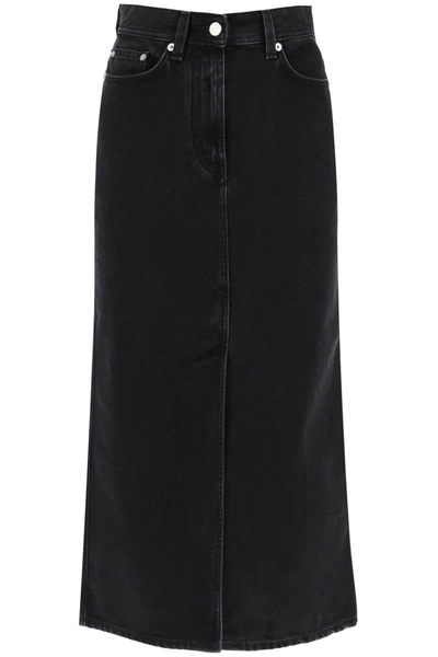 Loulou Studio Logo-patch Organic Cotton Skirt In Black