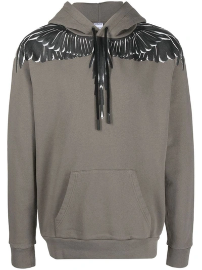 Marcelo Burlon County Of Milan Icon Wings Cotton Hoodie In Green