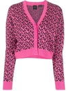 Pinko Logo-jacquard V-neck Cardigan In Pink