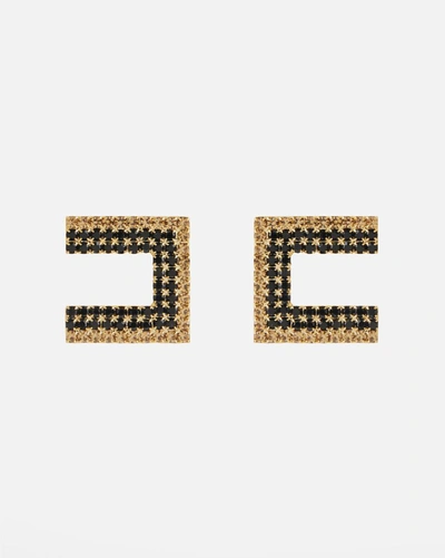 Elisabetta Franchi Earrings In Black-gold