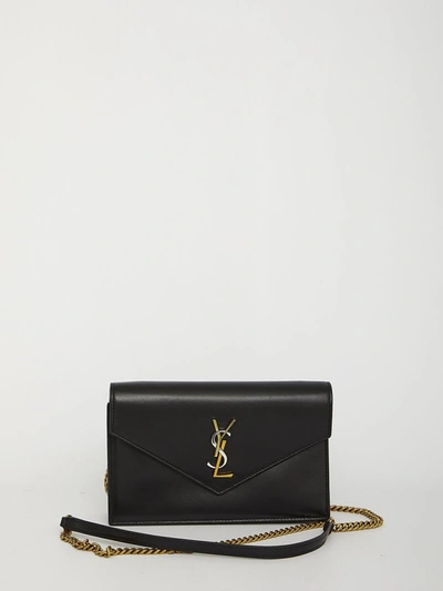 Saint Laurent Cassandre Leather Shoulder Bag In Black