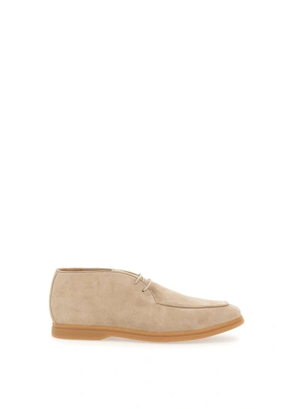 Eleventy Suede Lace-up Shoes In Beige