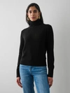 WHITE + WARREN ESSENTIAL CASHMERE TURTLENECK SWEATER IN BLACK