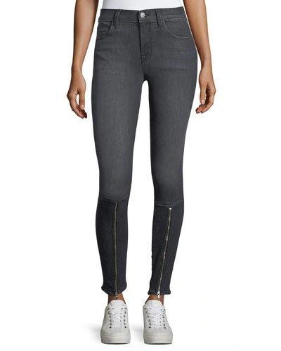 J Brand Super Skinny Jeans With Zippers In Black Heath
