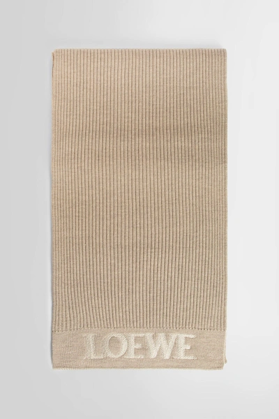 Loewe Logo Wool Scarf In Beige