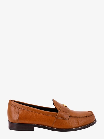 Tory Burch Perri Leather Mini Medallion Loafers In Carmel