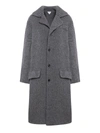 Bottega Veneta Felted Wool Knitted Coat In Grey