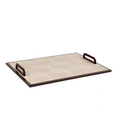 Addison Ross Ltd Uk Ecru Faux Shagreen Tray In Neutral