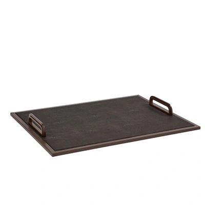 Addison Ross Ltd Uk Anthracite Faux Shagreen Tray In Brown