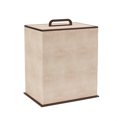 Addison Ross Ltd Uk Ecru Faux Shagreen Bin In Neutral