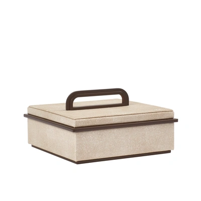 Addison Ross Ltd Uk Small Ecru Faux Shagreen Box In Neutral