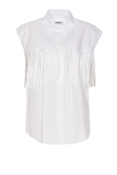 Dondup Fringe-trim Detail Shirt In White