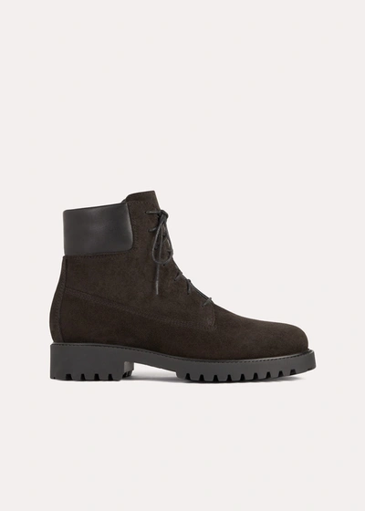 Totême The Husky Leather-trimmed Suede Combat Boots In Animal Print