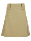 Burberry High-waisted A-line Skirt Pleated Design In Beige