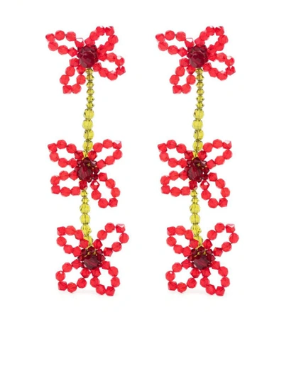 Simone Rocha Floral-motif Drop Earrings In Poppy