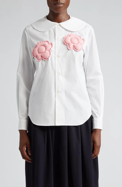 Comme Des Garcons Girl Floral Appliqué Cotton Broadcloth