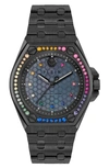 Philipp Plein Plein Extreme Crystal Watch In Ip Black