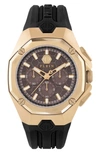 PHILIPP PLEIN OCTAGON SILICONE STRAP CHRONOGRAPH WATCH, 44MM