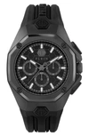 Philipp Plein Octagonal Case Chronograph Watch With Black Guilloche Dial In Ip Black