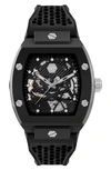 PHILIPP PLEIN THE $KELETON CERAMIC SILICONE STRAP WATCH, 44MM