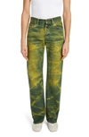 Acne Studios 2021 Abstract-pattern Denim Jeans In Yellow
