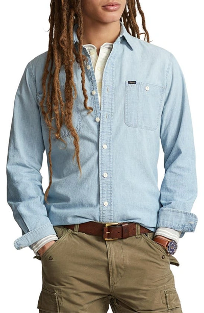 Polo Ralph Lauren Cotton Chambray Shirt In Blue