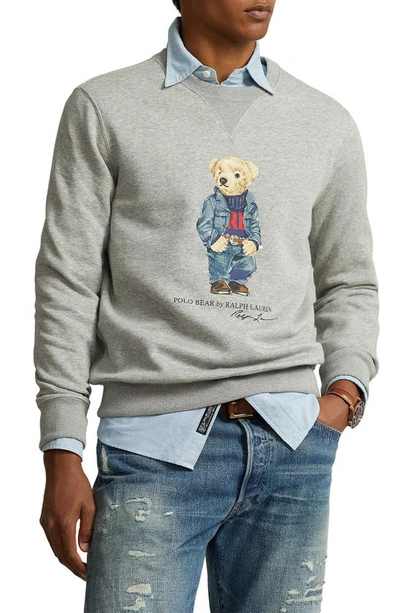 Polo Ralph Lauren Grey Polo Bear Fleece Sweatshirt In Heather Denim Bear