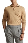 Polo Ralph Lauren Pima Cotton Long-sleeve Polo Shirt In Classic Camel Heather