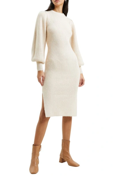 French Connection Women's Kessp Puff-sleeve Midi Sweater Dress In Oatmeal