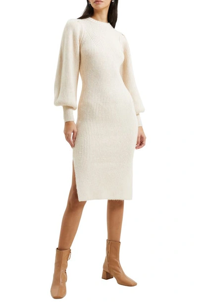 French Connection Women's Kessp Puff-sleeve Midi Sweater Dress In Beige