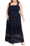 CITY CHIC BY THE BEACH LACE INSET MAXI SUNDRESS