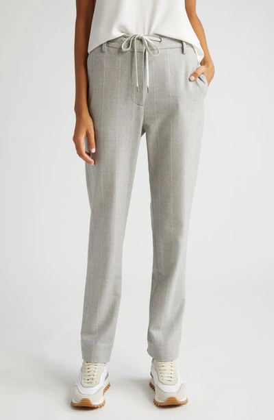 Eleventy Drawstring Wool Trousers In Light Melange Grey