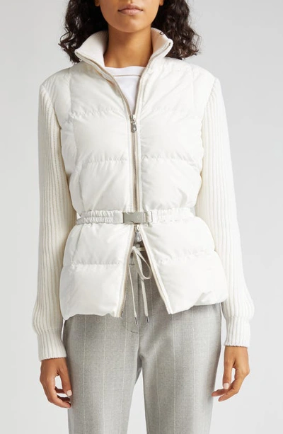 Eleventy Belted Nylon Jacket In Bianco