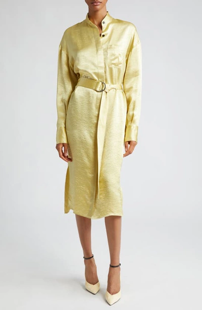 Maria Mcmanus Oversized Belted Wool Midi Shirtdress In Lemonade