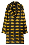 Burberry Duck-print Scarf-neck Mulberry Silk Mini Dress In Pear