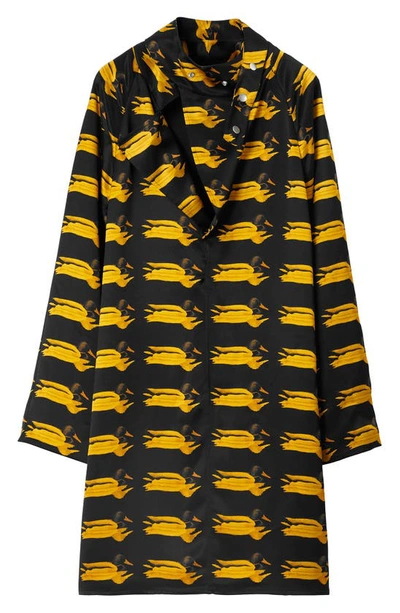 Burberry Duck-print Scarf-neck Mulberry Silk Mini Dress In Pear Pattern