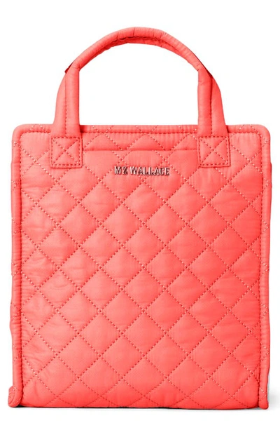 Mz Wallace Mini Box Quilted Nylon Tote Bag In Bright Red