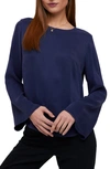 Bella Dahl Bell Sleeve Button Back Top In Bold Navy In Bold Navy
