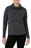 Ripe Maternity Maternity Ripe Cameron Roll Neck Nursing Top Dark Charcoal In Dark Charcoal