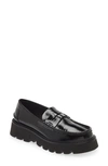 Pedro Garcia Sebas Patent Chunky Penny Loafers In Black Castoro Nap