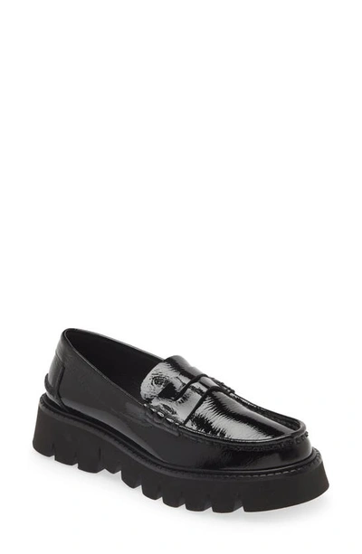 Pedro Garcia Sebas Patent Chunky Penny Loafers In Black Castoro Naplack