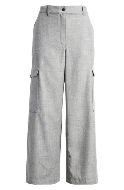 Theory Relax Sleek Virgin Wool Cargo Trousers In Grey