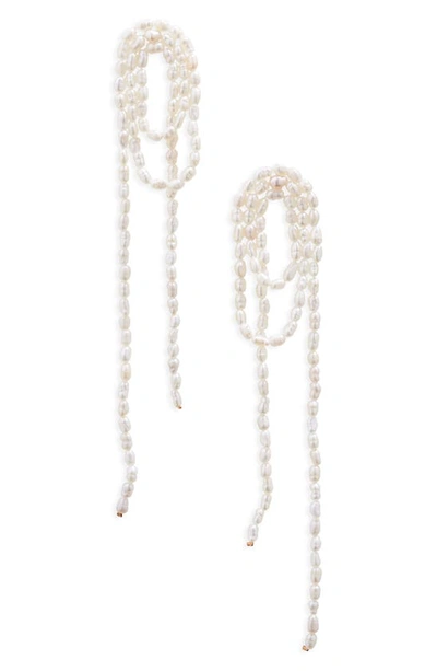 Shashi Vroom Pearl Earrings In White